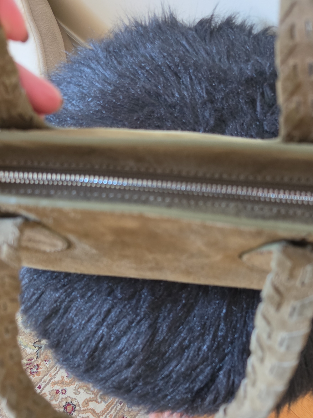 ZARA braided leather city bag Olive Green suede  (new without tags) - Picture 11 of 11